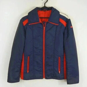 Vintage 70s Navy Blue and Red Ski Sports Puffer  Jacket
